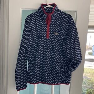 L. L. Bean Navy and Red Quarter-Zip Pullover